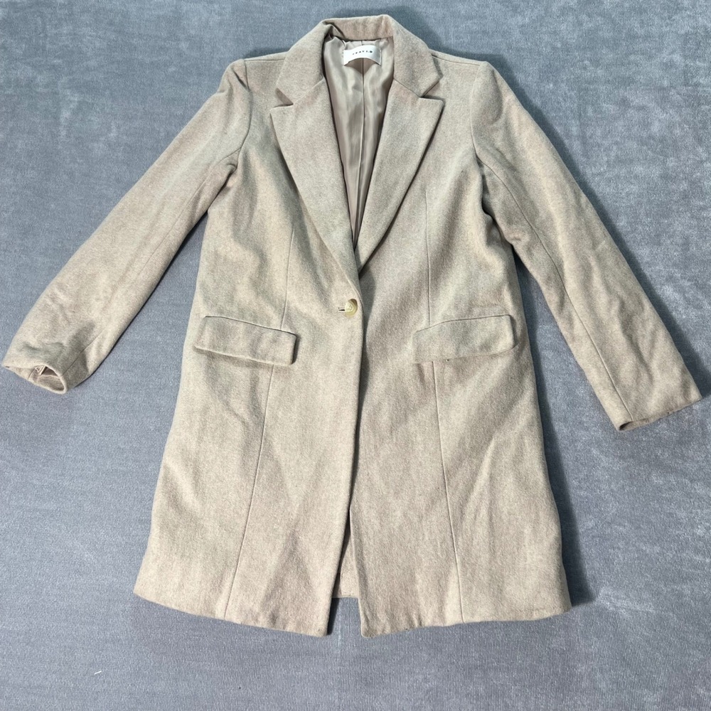 Fray I.D Womens Wool Blend Single Button‎ Chesterfield Coat Beige Tan Size 0
